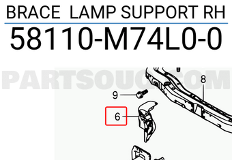 Suzuki 58110M74L00 BRACE LAMP SUPPORT RH