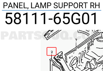 Suzuki 5811165G01 PANEL, LAMP SUPPORT RH