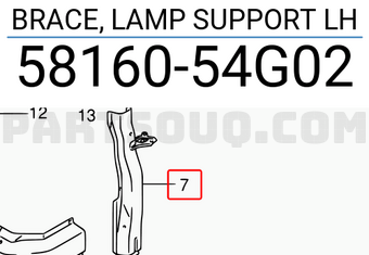 Suzuki 5816054G02 BRACE, LAMP SUPPORT LH