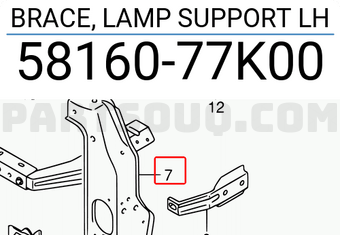 Suzuki 5816077K00 BRACE, LAMP SUPPORT LH