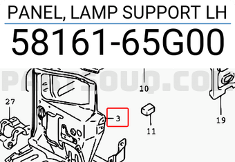 Suzuki 5816165G00 PANEL, LAMP SUPPORT LH