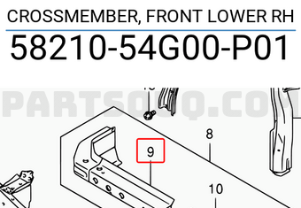 Suzuki 5821054G00P01 CROSSMEMBER, FRONT LOWER RH