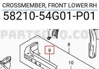 Suzuki 5821054G01P01 CROSSMEMBER, FRONT LOWER RH