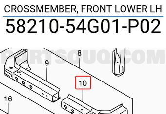 Suzuki 5821054G01P02 CROSSMEMBER, FRONT LOWER LH