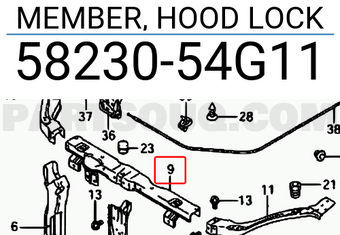 Suzuki 5823054G11 MEMBER, HOOD LOCK