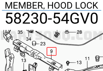 Suzuki 5823054GV0 MEMBER, HOOD LOCK
