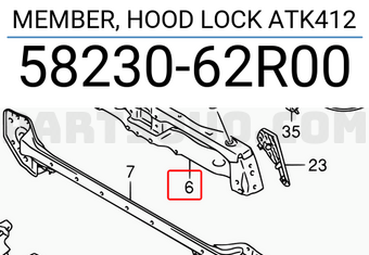 Suzuki 5823062R00 MEMBER, HOOD LOCK ATK412