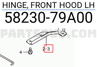 Suzuki 5823079A00 HINGE, FRONT HOOD LH