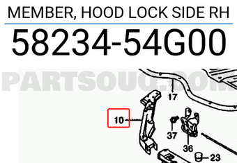 Suzuki 5823454G00 MEMBER, HOOD LOCK SIDE RH