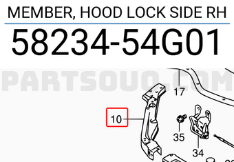 Suzuki 5823454G01 MEMBER, HOOD LOCK SIDE RH