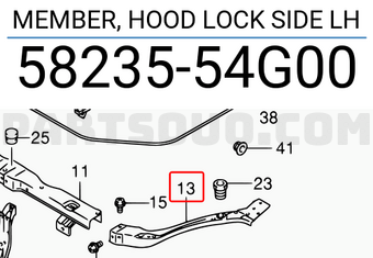 Suzuki 5823554G00 MEMBER, HOOD LOCK SIDE LH