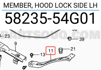 Suzuki 5823554G01 MEMBER, HOOD LOCK SIDE LH