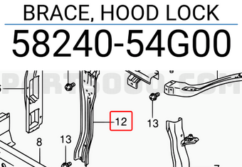Suzuki 5824054G00 BRACE, HOOD LOCK