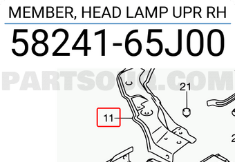 Suzuki 5824165J00 MEMBER, HEAD LAMP UPR RH