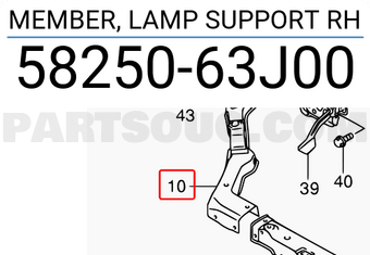 Suzuki 5825063J00 MEMBER, LAMP SUPPORT RH