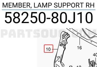 Suzuki 5825080J10 MEMBER, LAMP SUPPORT RH