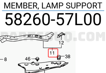 Suzuki 5826057L00 MEMBER, LAMP SUPPORT