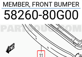 Suzuki 5826080G00 MEMBER, FRONT BUMPER