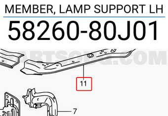 Suzuki 5826080J01 MEMBER, LAMP SUPPORT LH
