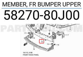 Suzuki 5827080J00 MEMBER, FR BUMPER UPPER