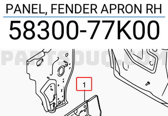 Suzuki 5830077K00 PANEL, FENDER APRON RH