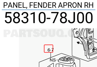 Suzuki 5831078J00 PANEL, FENDER APRON RH