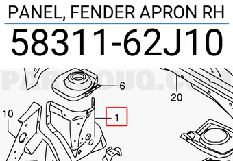 Suzuki 5831162J10 PANEL, FENDER APRON RH