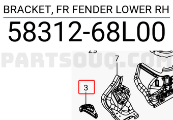 Suzuki 5831268L00 BRACKET, FR FENDER LOWER RH