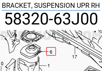 Suzuki 5832063J00 BRACKET, SUSPENSION UPR RH