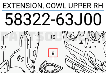 Suzuki 5832263J00 EXTENSION, COWL UPPER RH