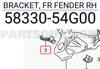 Suzuki 5833054G00 BRACKET, FR FENDER RH