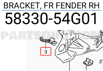 Suzuki 5833054G01 BRACKET, FR FENDER RH