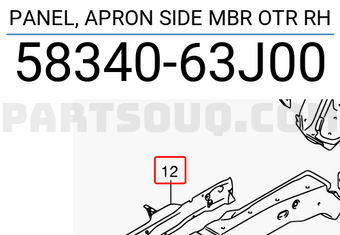 Suzuki 5834063J00 PANEL, APRON SIDE MBR OTR RH
