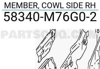 Suzuki 58340M76G02 MEMBER, COWL SIDE RH