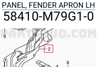 Suzuki 58410M79G10 PANEL, FENDER APRON LH