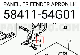 Suzuki 5841154G01 PANEL, FR FENDER APRON LH