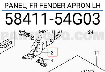 Suzuki 5841154G03 PANEL, FR FENDER APRON LH