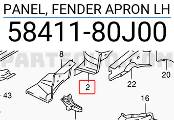 Suzuki 5841180J00 PANEL, FENDER APRON LH