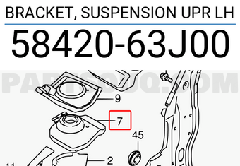 Suzuki 5842063J00 BRACKET, SUSPENSION UPR LH