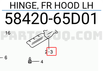 Suzuki 5842065D01 HINGE, FR HOOD LH