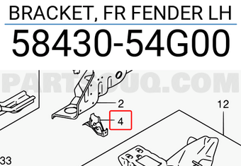 Suzuki 5843054G00 BRACKET, FR FENDER LH