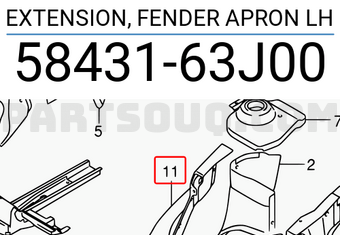 Suzuki 5843163J00 EXTENSION, FENDER APRON LH