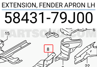 Suzuki 5843179J00 EXTENSION, FENDER APRON LH