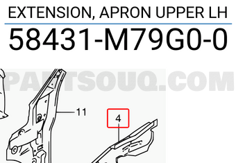 Suzuki 58431M79G00 EXTENSION, APRON UPPER LH