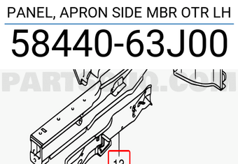 Suzuki 5844063J00 PANEL, APRON SIDE MBR OTR LH