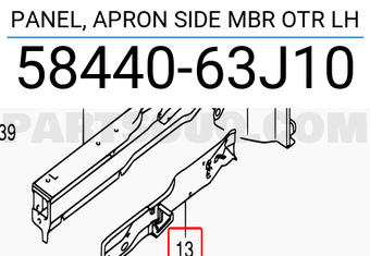 Suzuki 5844063J10 PANEL, APRON SIDE MBR OTR LH