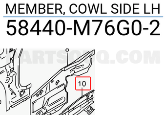 Suzuki 58440M76G02 MEMBER, COWL SIDE LH