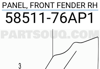 Suzuki 5851176AP1 PANEL, FRONT FENDER RH