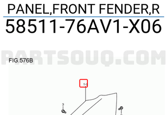 Suzuki 5851176AV1X06 PANEL,FRONT FENDER,R