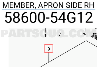 Suzuki 5860054G12 MEMBER, APRON SIDE RH